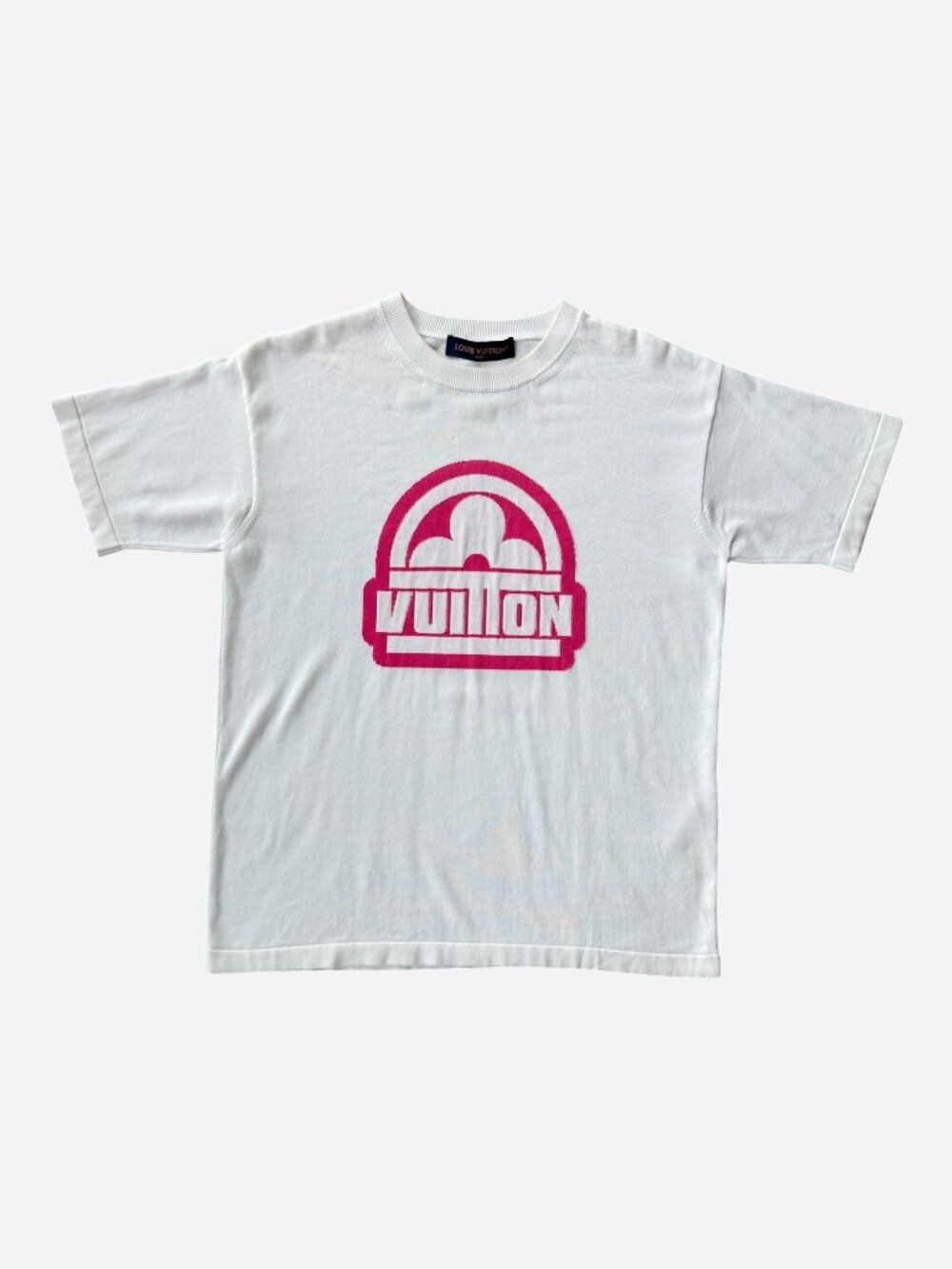 Louis Vuitton White & Pink Flower Logo Intarsia T-Shirt
